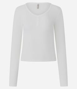 Blusa de Pijama Regular em Ribana com Botões