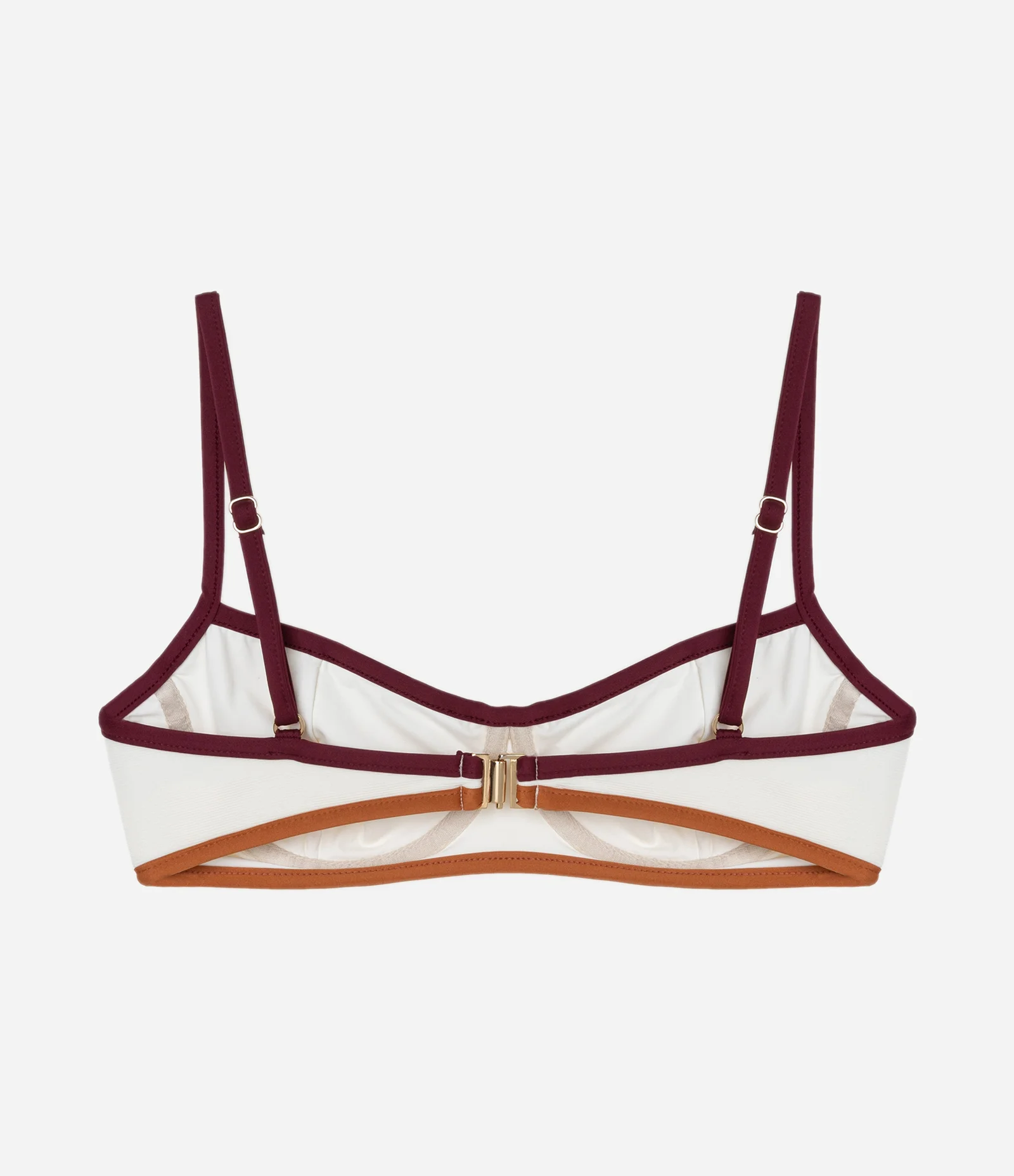 Biquini Top Meia Taça Canelado com Viés Contrastantes Off White 2