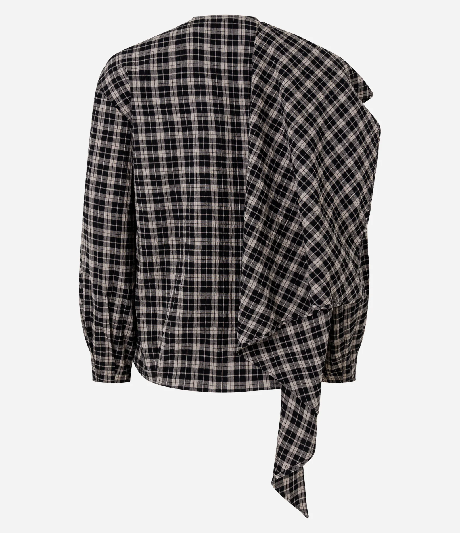 Camisa em Anarruga com Estampa Xadrez Preto 2