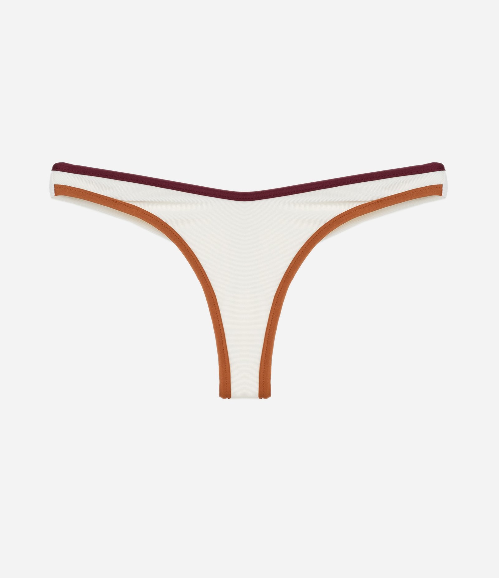 Biquini Calcinha Empina Bumbum Canelado com Viés Contrastantes Off White 1