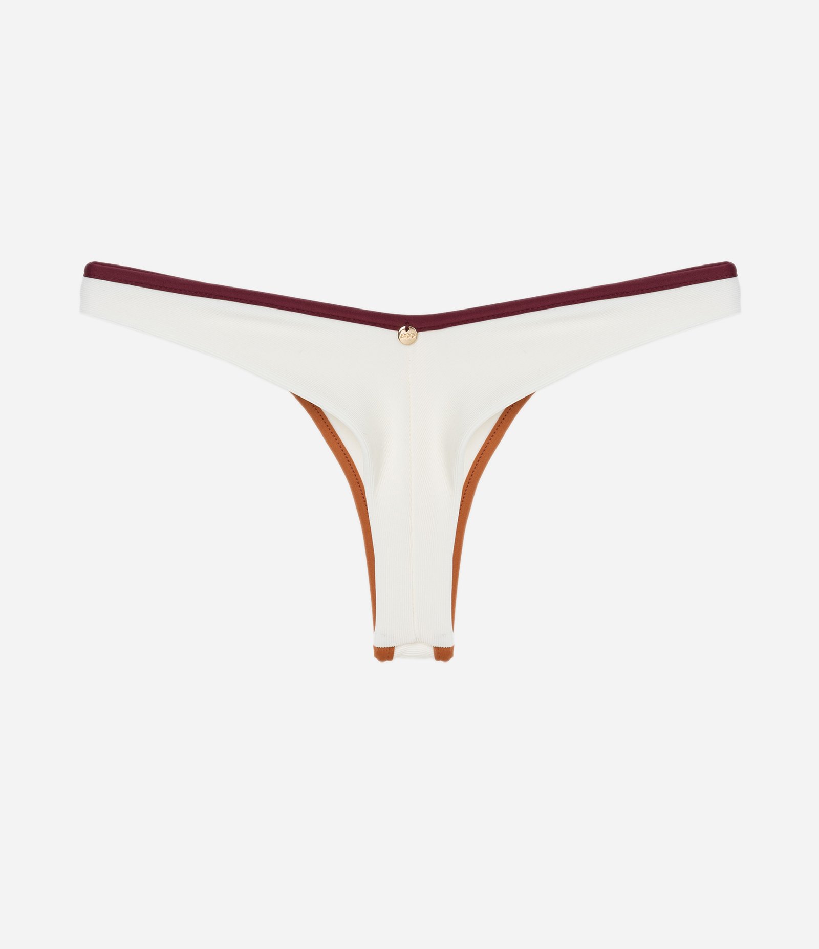 Biquini Calcinha Empina Bumbum Canelado com Viés Contrastantes Off White 2