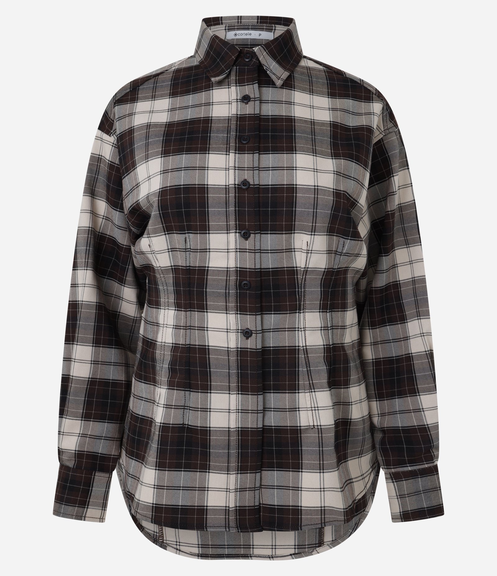 Camisa Xadrez em Flanela com Gola Alta Estruturada Preto 6