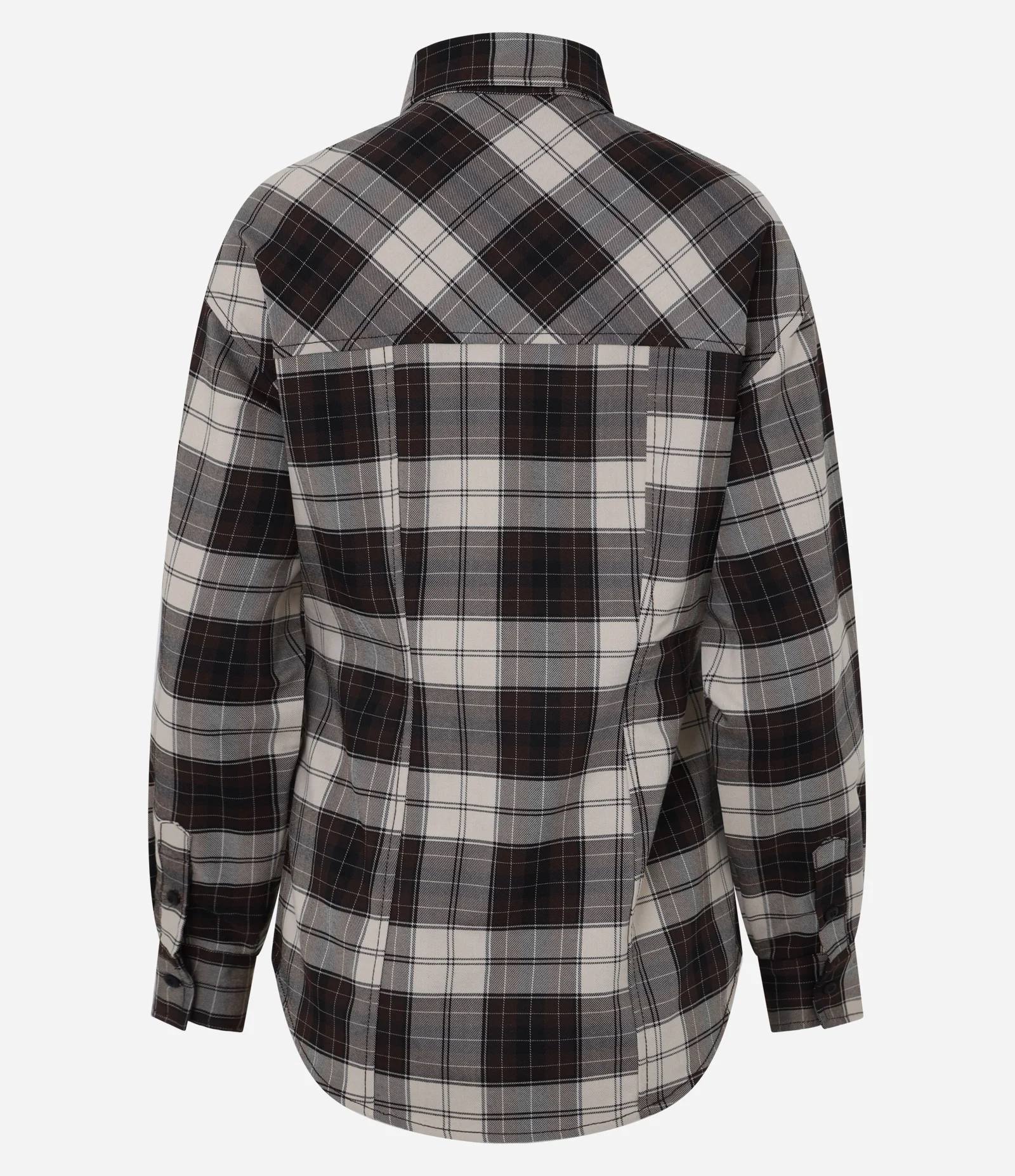 Camisa Xadrez em Flanela com Gola Alta Estruturada Preto 7