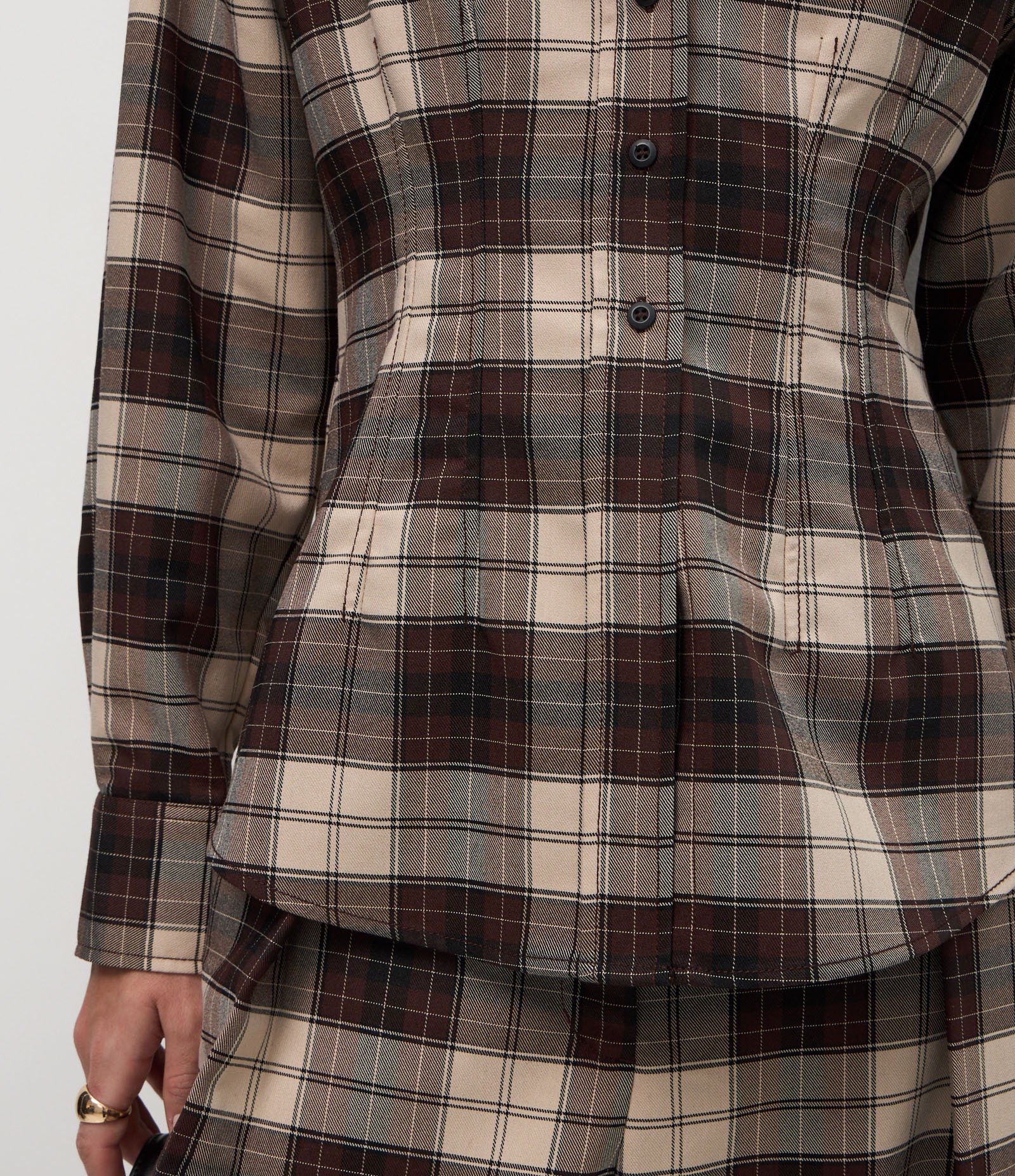 Camisa Xadrez em Flanela com Gola Alta Estruturada Preto 4