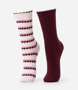 Kit 02 Meias em Algodão Texturizadas