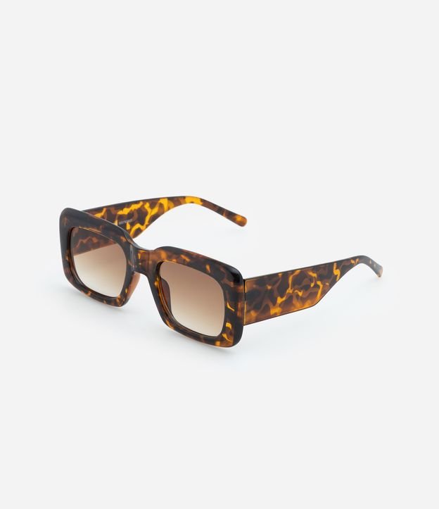 Óculos de Sol Quadrado com Haste Larga Tartaruga