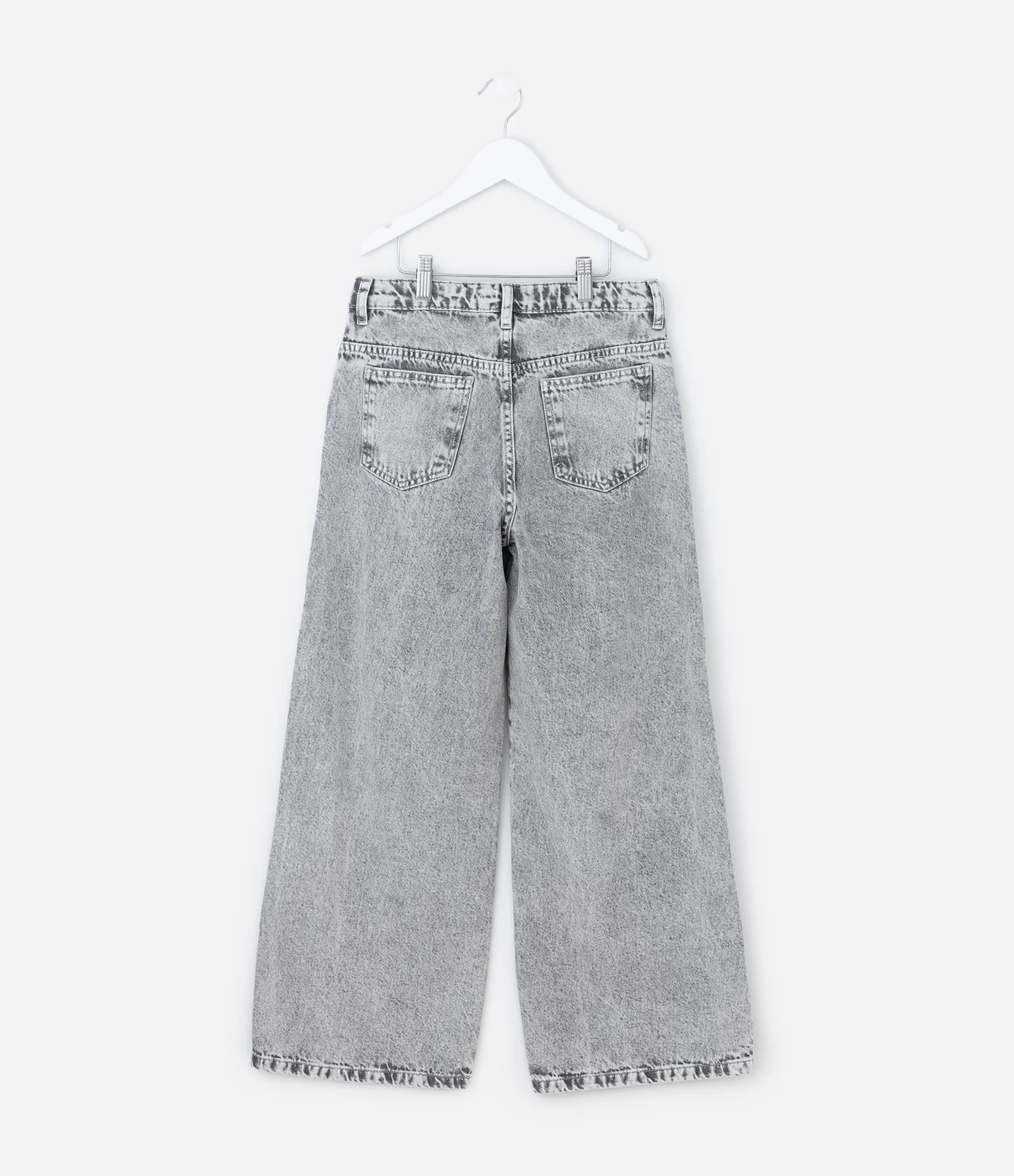 Calça Infantil Wide Leg em Jeans com Recortes – Tam 7 a 16 Cinza Mescla 2