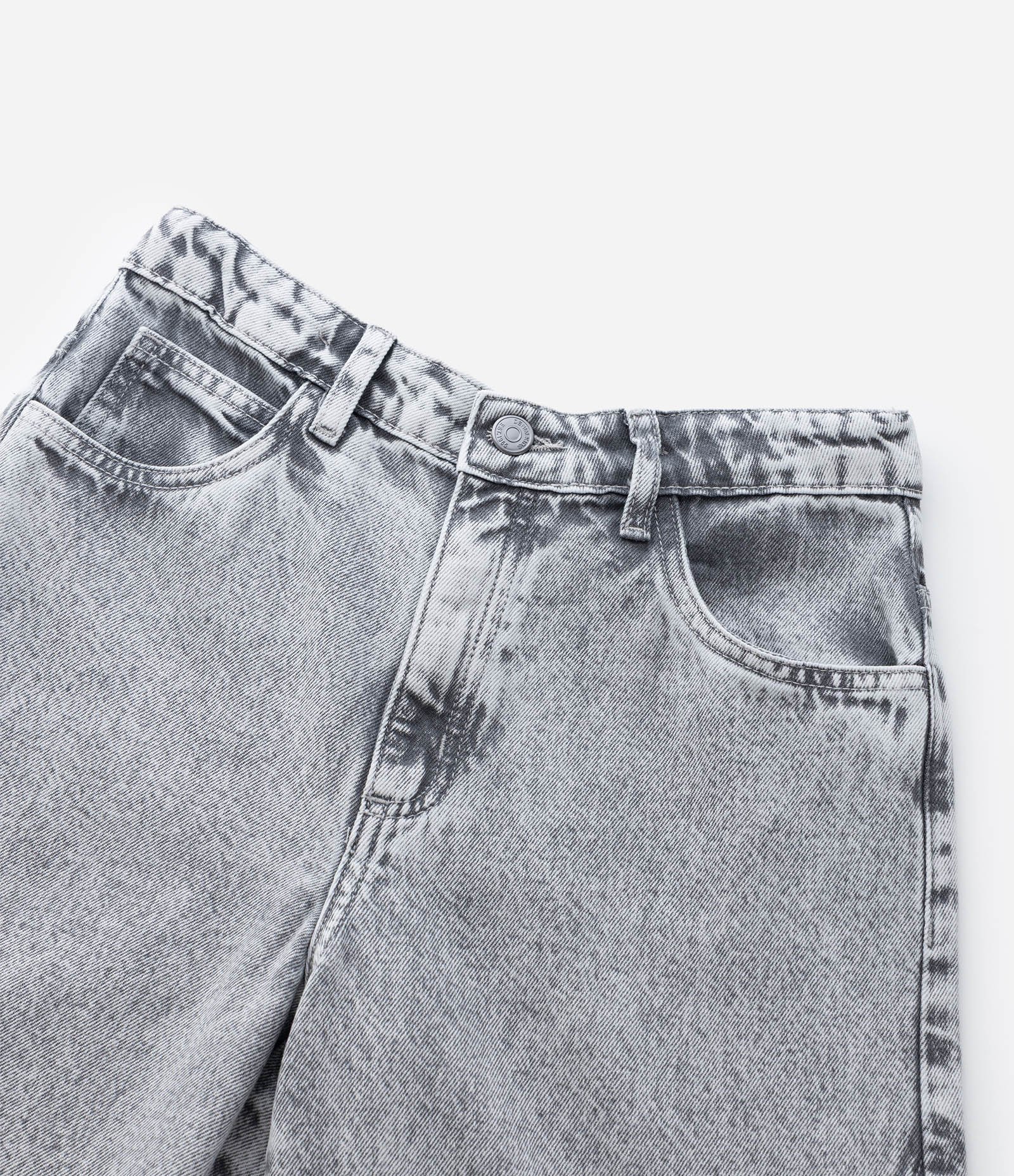 Calça Infantil Wide Leg em Jeans com Recortes – Tam 7 a 16 Cinza Mescla 5