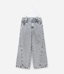 Calça Infantil Wide Leg em Jeans com Recortes – Tam 7 a 16