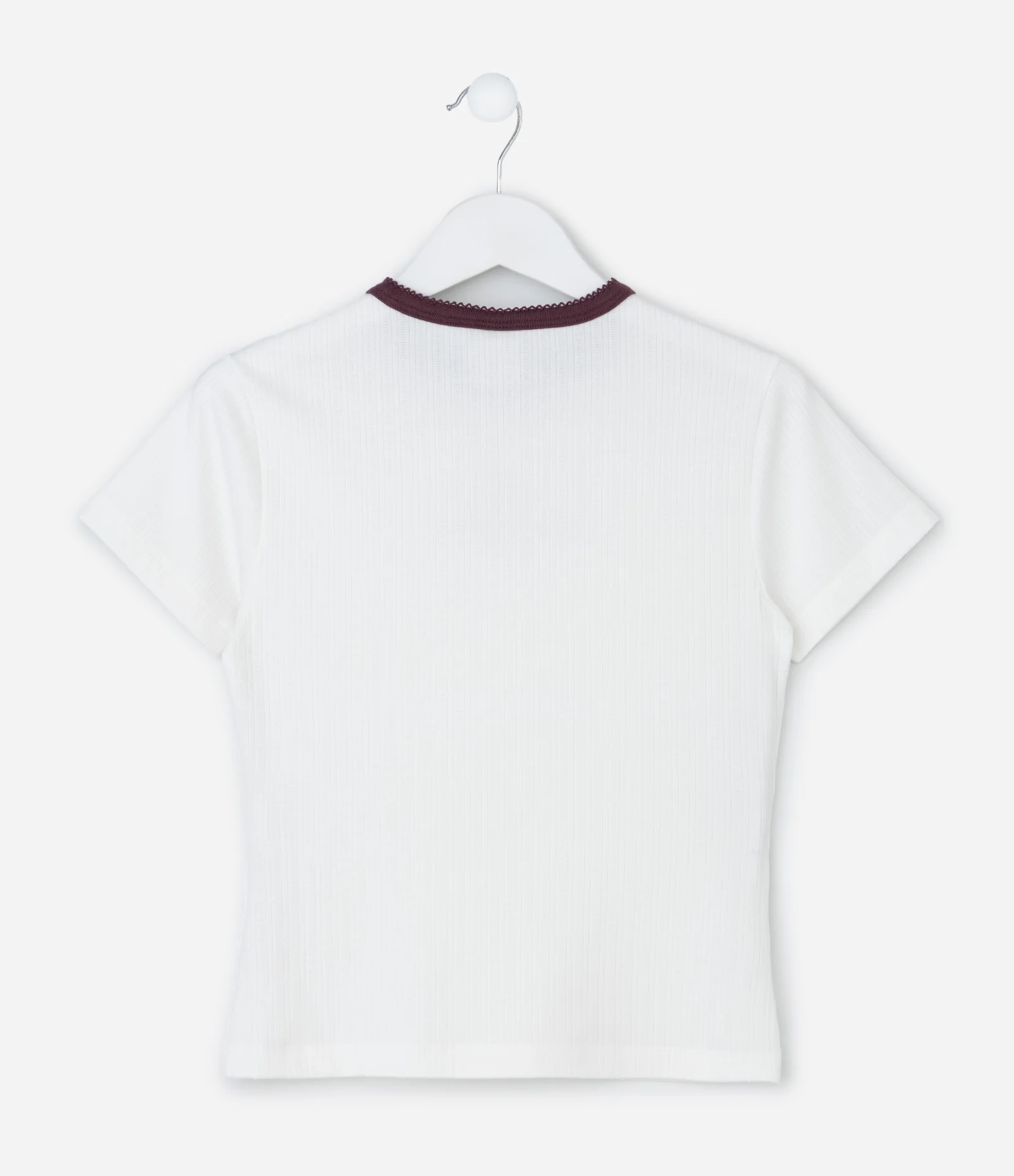 Blusa Infantil Baby Look em Malha Maquinetada com Lettering Bordado – Tam 5 a 14 Anos Off White 2