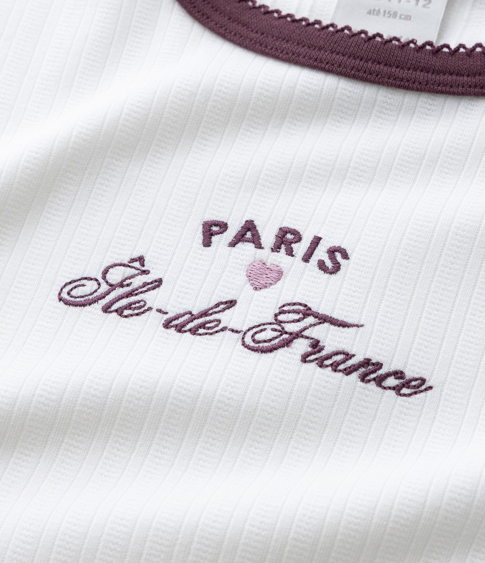 Blusa Infantil Baby Look em Malha Maquinetada com Lettering Bordado – Tam 5 a 14 Anos Off White 4