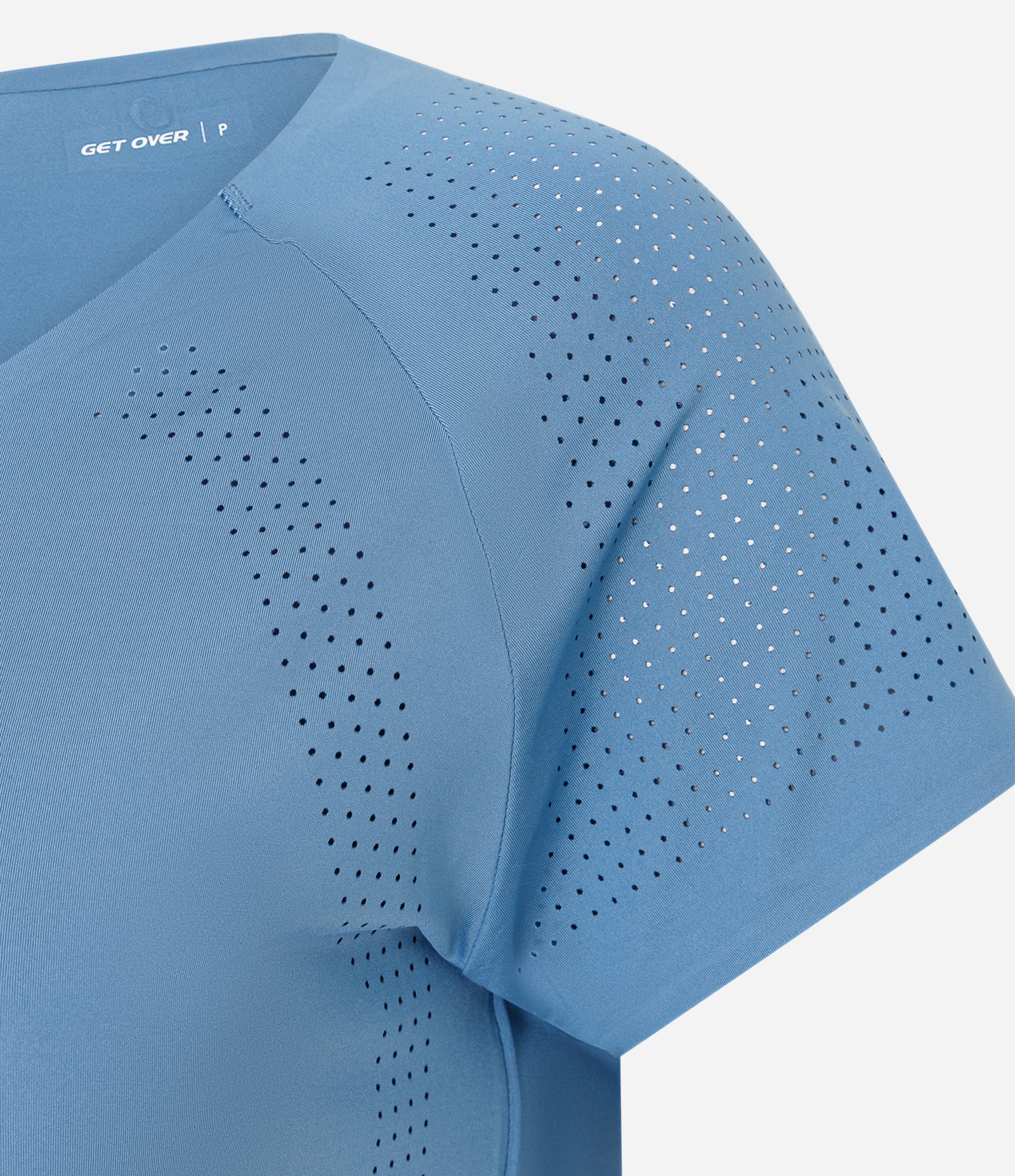 Camiseta Esportiva em Microfibra com Laterais Furadinhas Azul 2