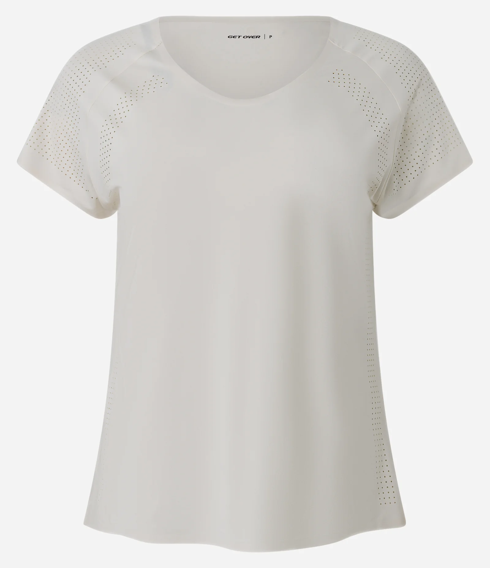 Camiseta Esportiva em Microfibra com Laterais Furadinhas Off White 1