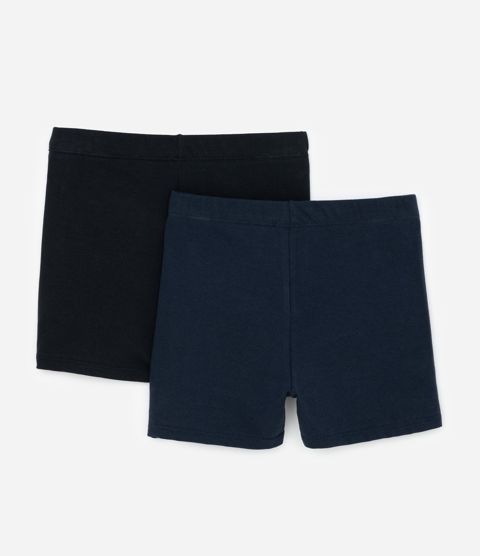 Kit 02 Shorts Infantis em Meia Malha – Tam 5 a 14 Anos Preto/Azul Marinho 2