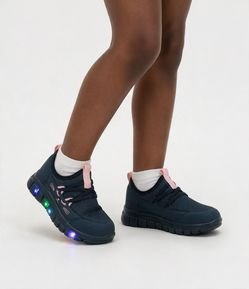 Tênis Calce Fácil Infantil com Sola LED e Estampa Gatinho - Tam 20 ao 27