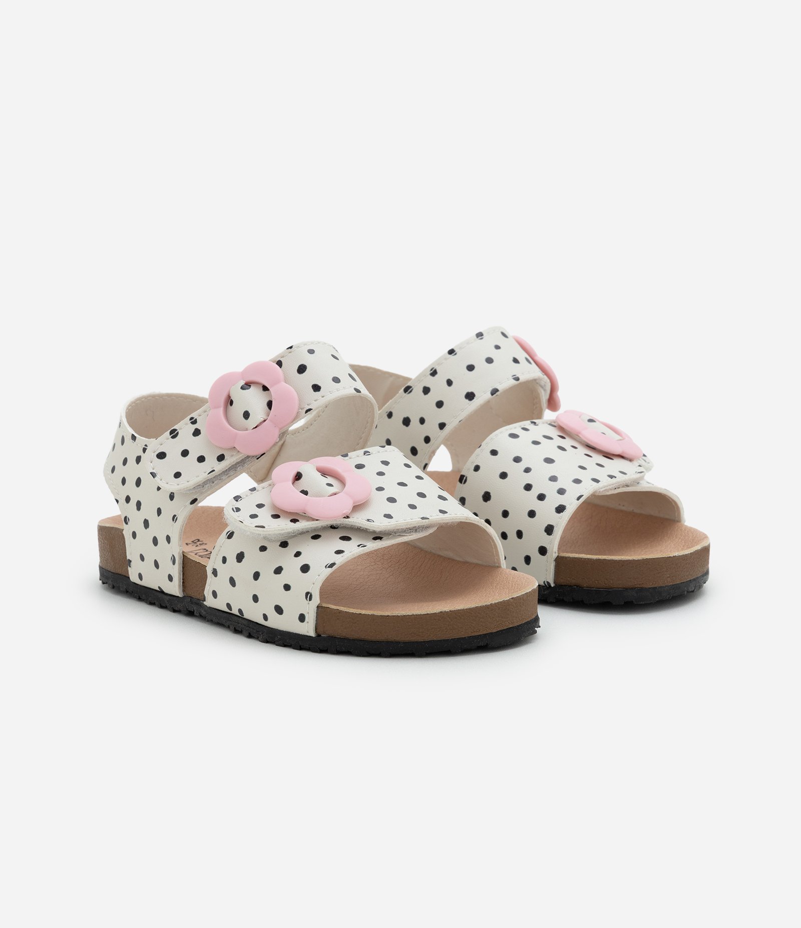 Sandália Infantil com Poá e Fivela Flor – Tam 20 a 27 Off White 1