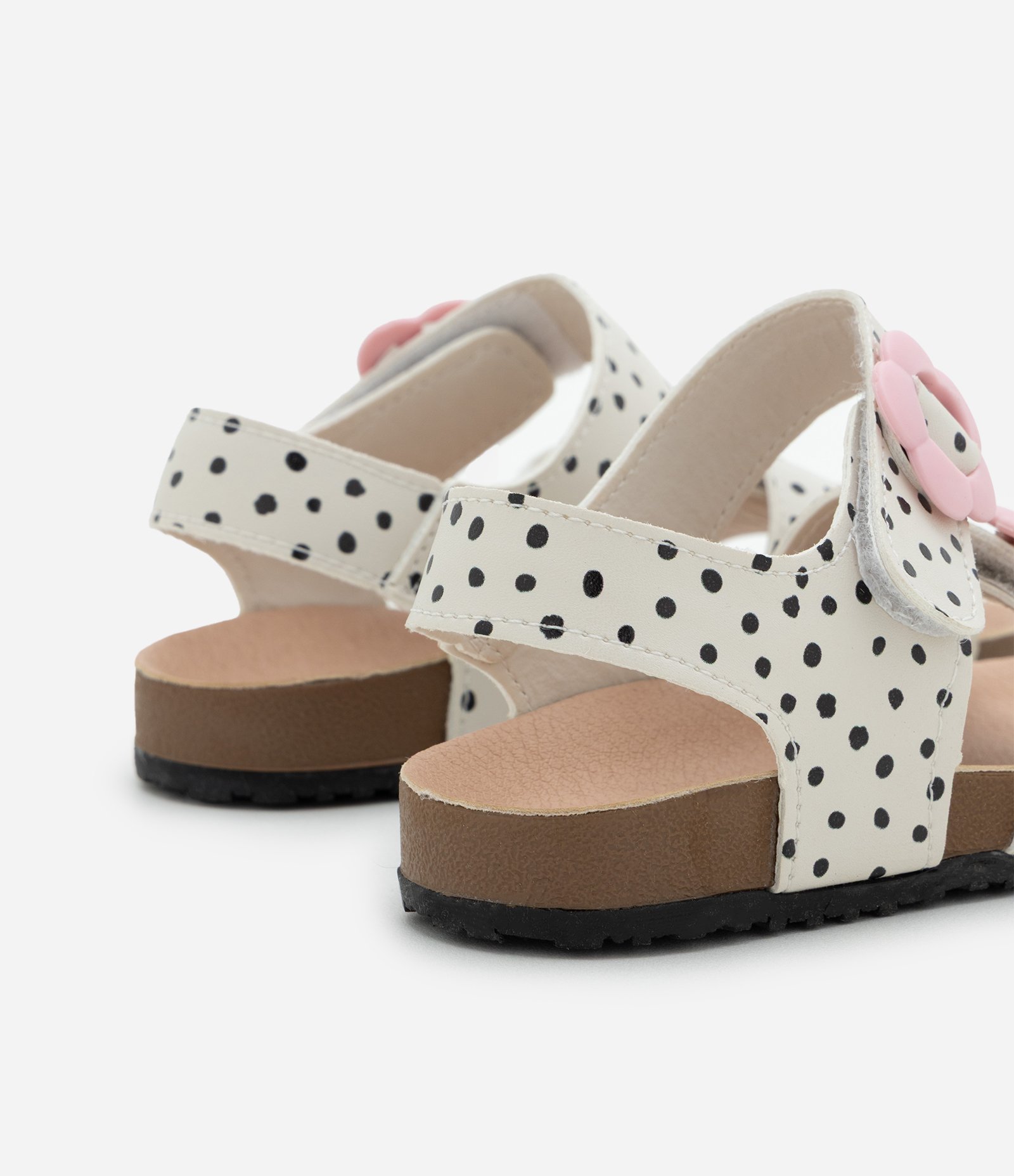 Sandália Infantil com Poá e Fivela Flor – Tam 20 a 27 Off White 2