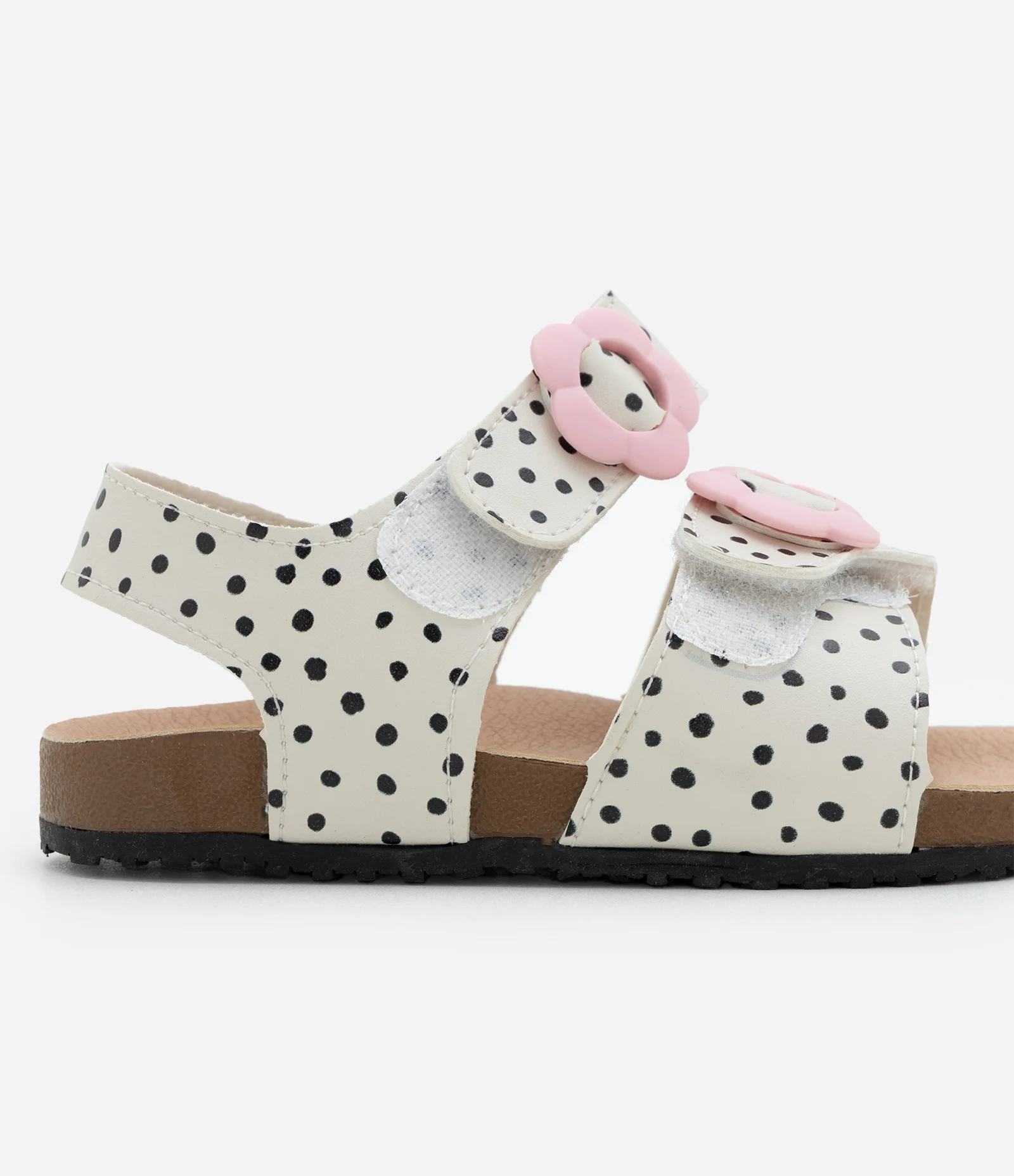 Sandália Infantil com Poá e Fivela Flor – Tam 20 a 27 Off White 3