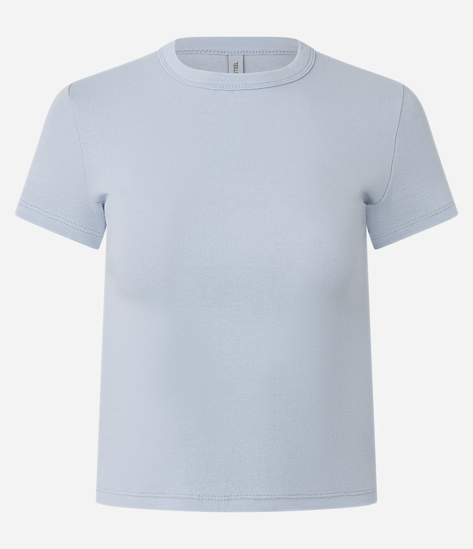 Blusa Alongada Ajustada em Ribana Azul Claro 4