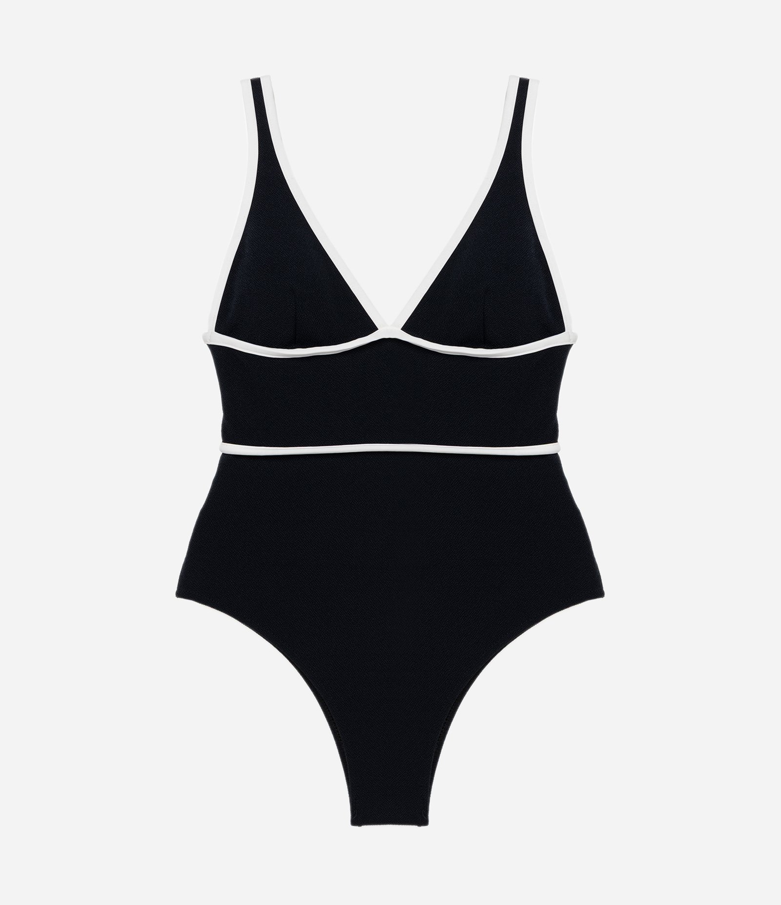 Maiô Longboard em Crepe com Viés Contrastante Preto 1