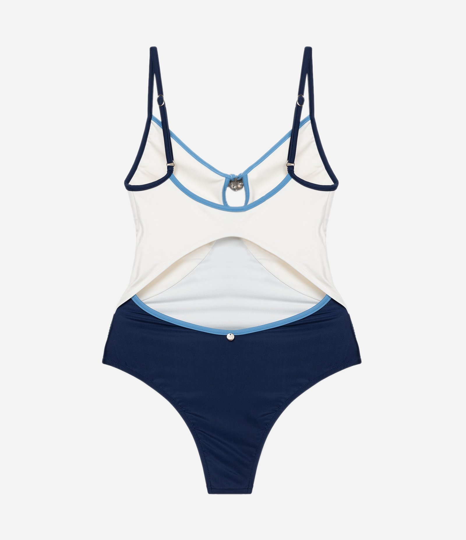 Maiô em Microfibra com Recorte Frontal e Aviamento Azul/Branco 6