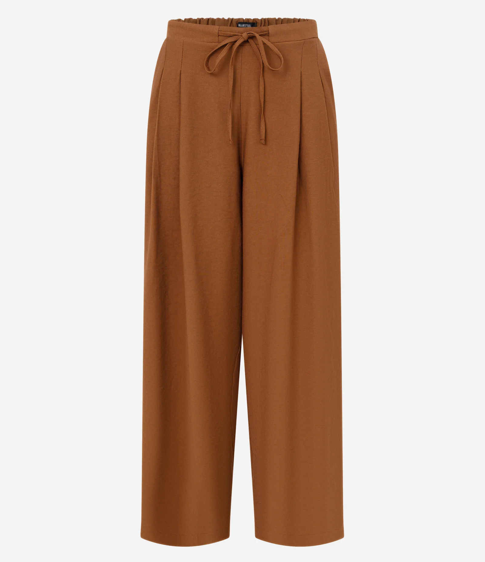 Calça Wide Leg Alfaiatada com Amarração Marrom 7