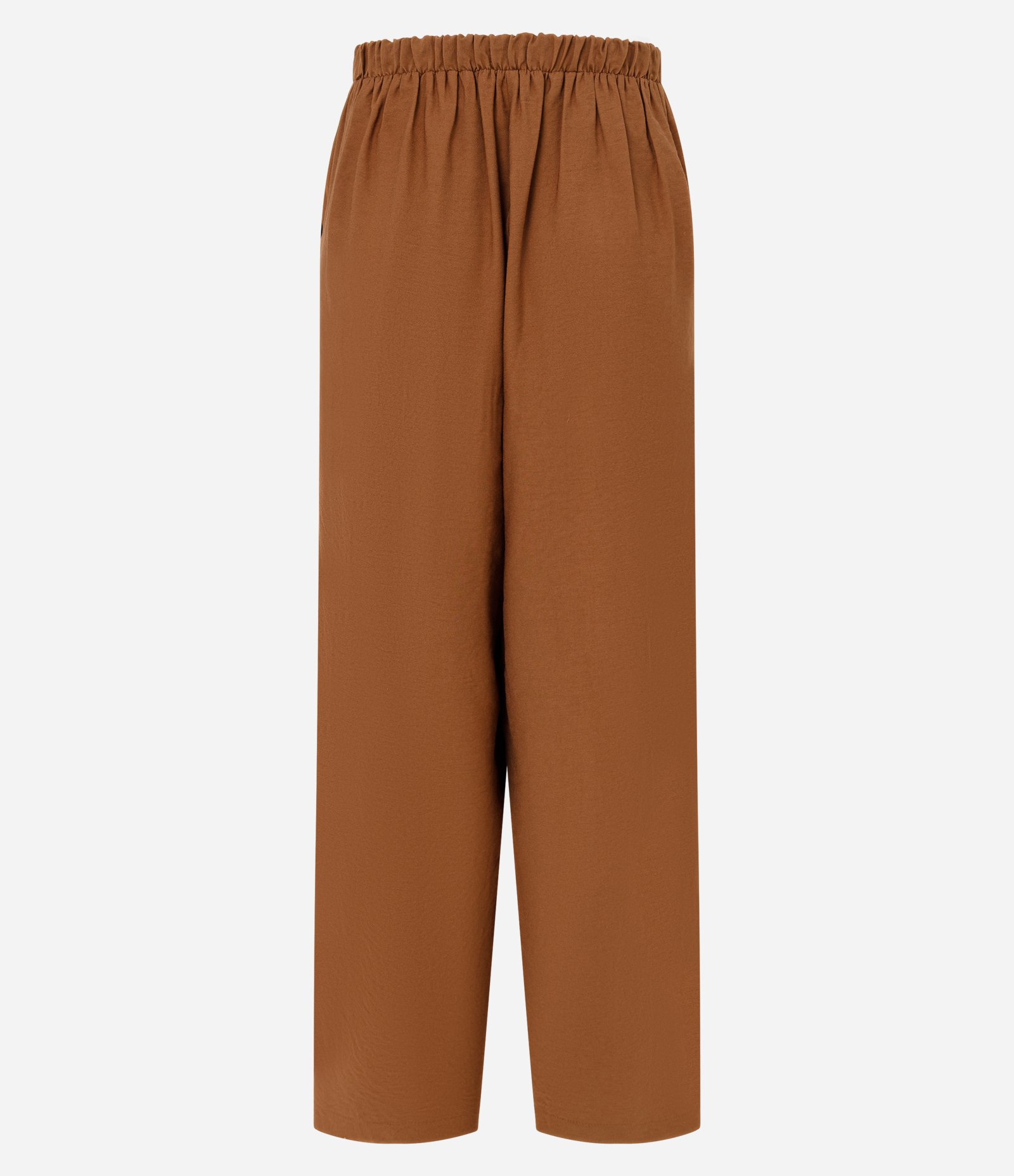 Calça Wide Leg Alfaiatada com Amarração Marrom 8