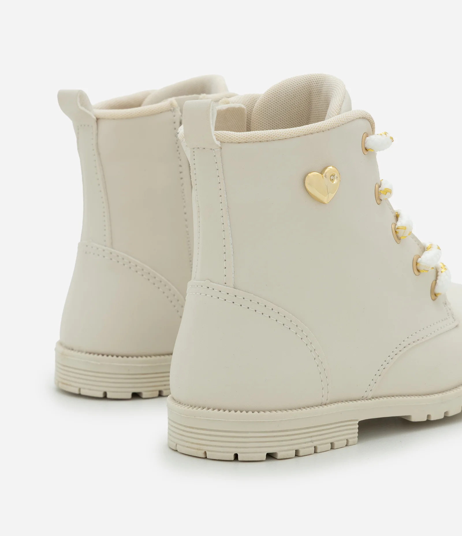 Bota Infantil com Laço Lateral e Cadarço Dourado – Tam 20 a 27 Off White 2