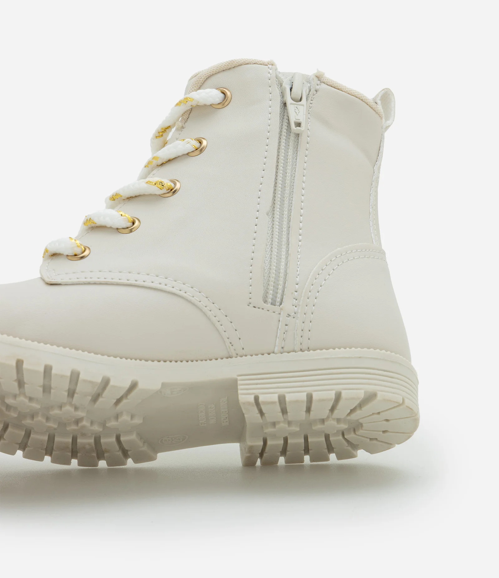 Bota Infantil com Laço Lateral e Cadarço Dourado – Tam 20 a 27 Off White 3