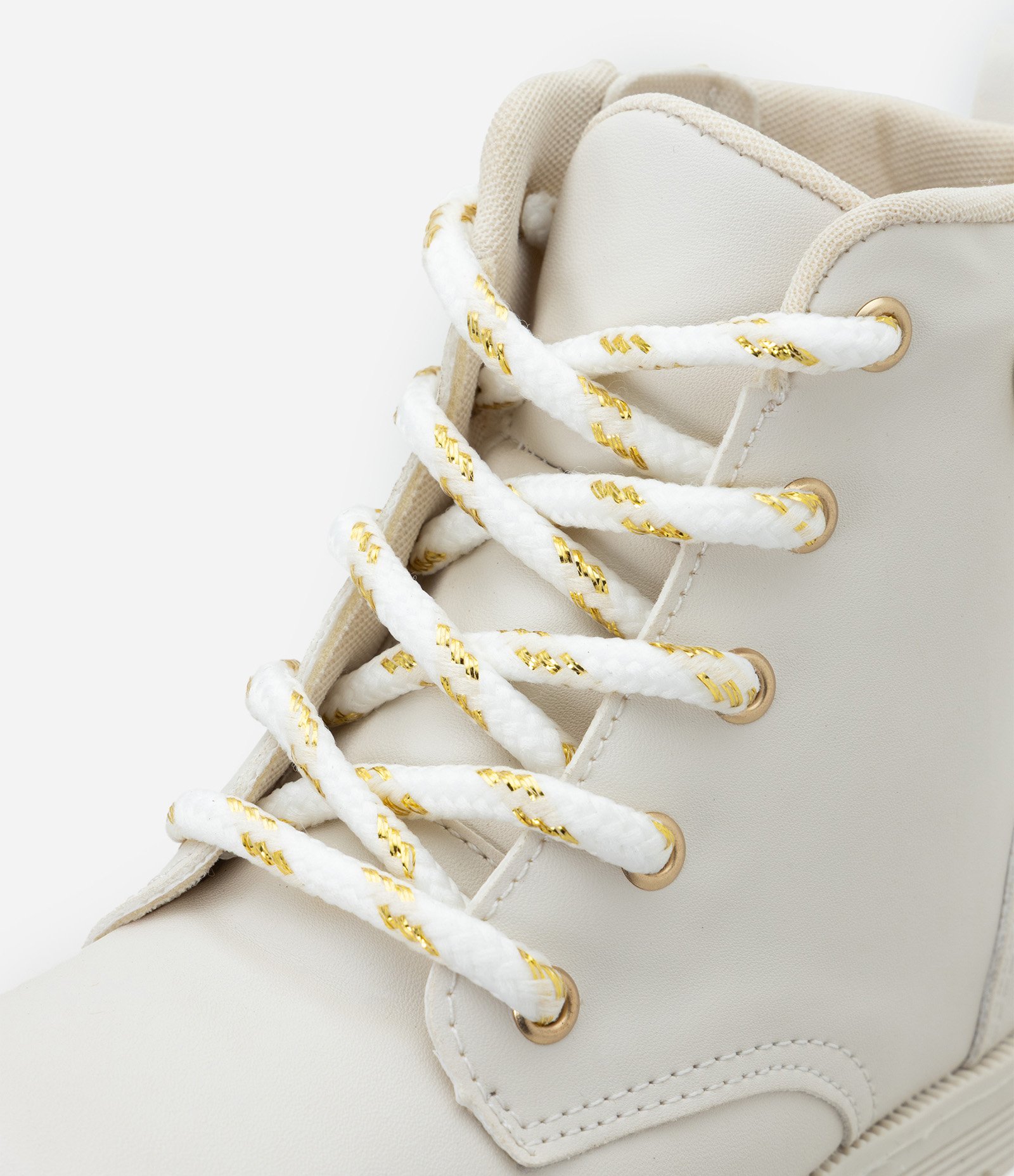 Bota Infantil com Laço Lateral e Cadarço Dourado – Tam 20 a 27 Off White 4