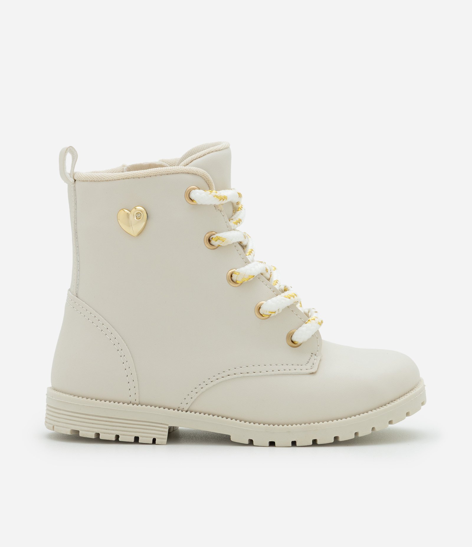 Bota Infantil com Laço Lateral e Cadarço Dourado – Tam 20 a 27 Off White 5