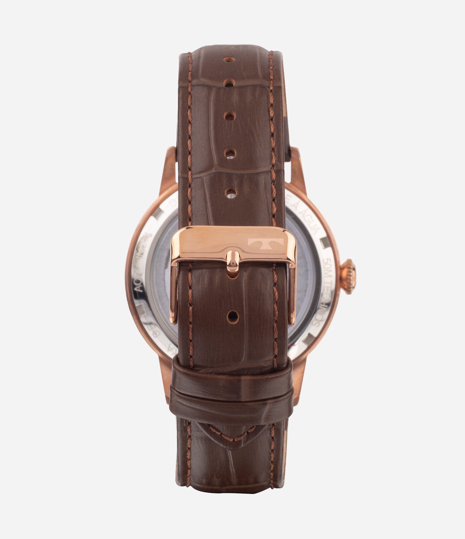 Relógio Analógico Aço e Couro Technos Marrom 3