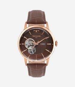 Relógio Analógico Aço e Couro Technos