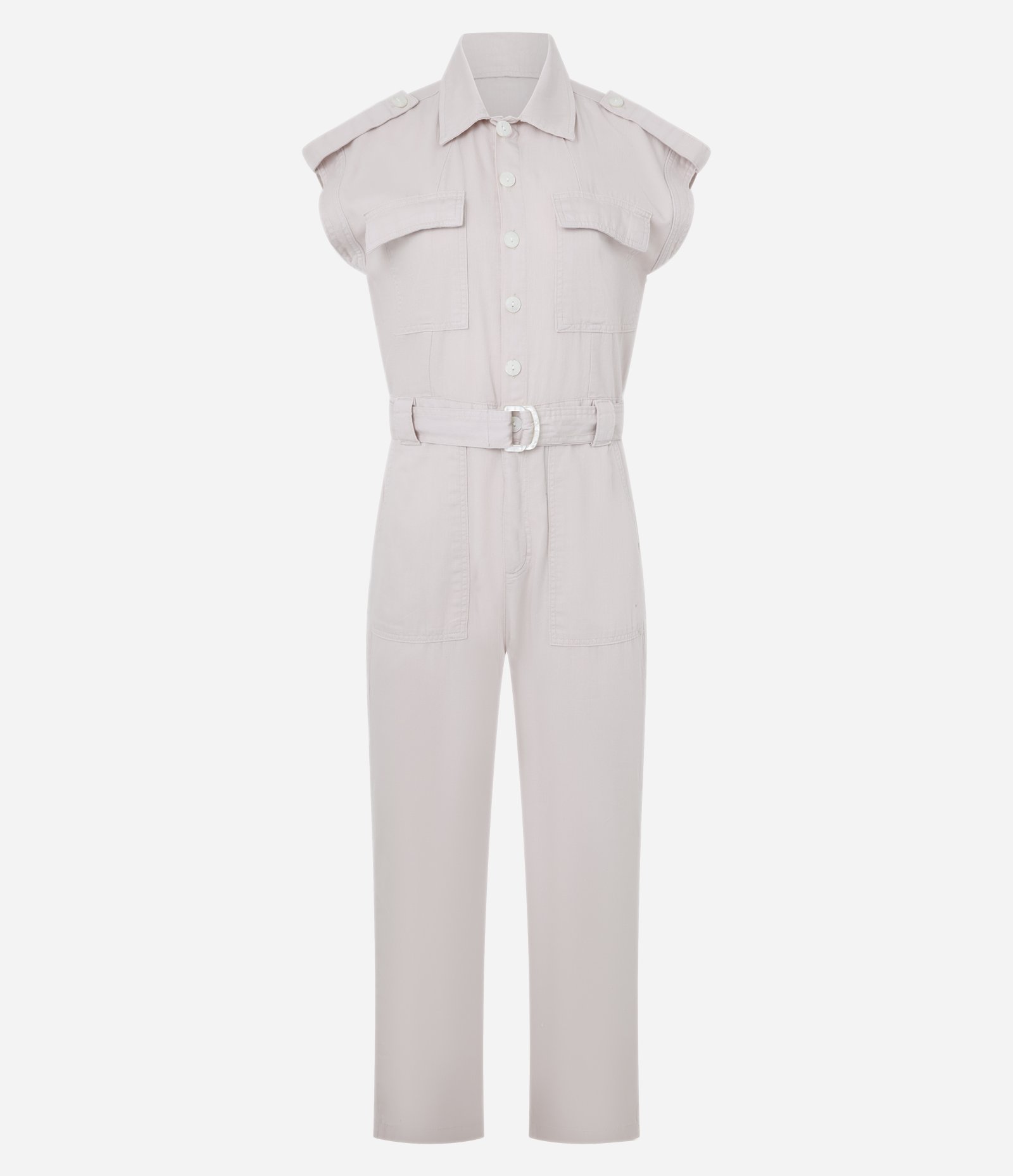 Macacão em Sarja com Abotoamento e Cinto Afivelado Rosa 5