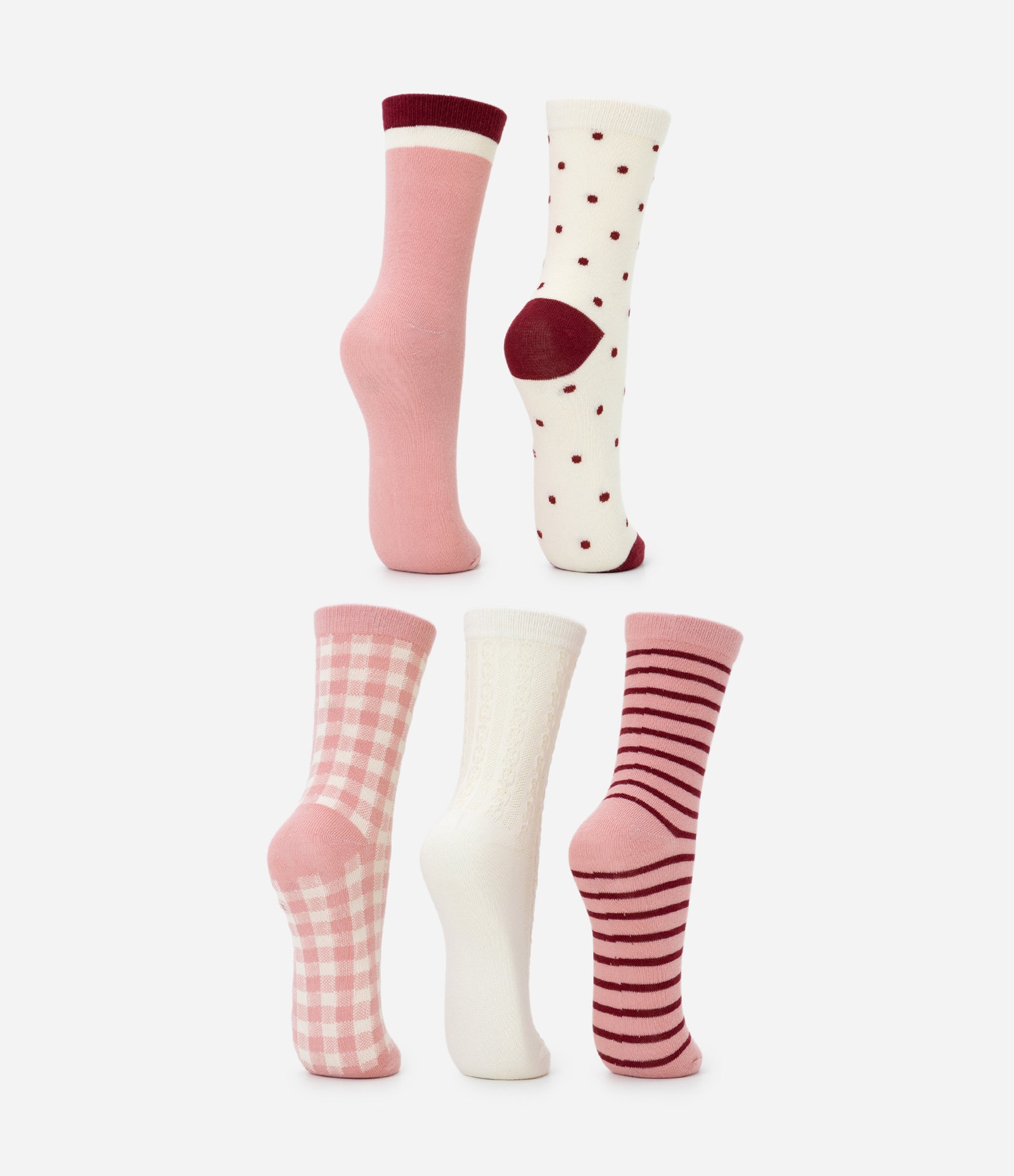 Kit 5 Pares de Meia Cano Médio em Algodão Estampado Multicores 3