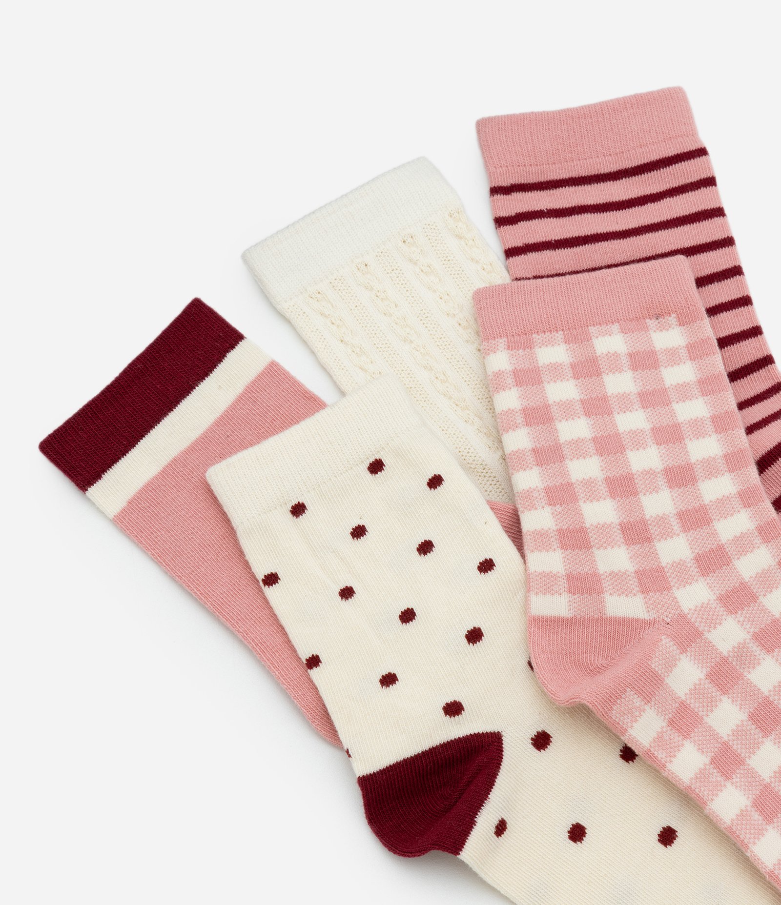 Kit 5 Pares de Meia Cano Médio em Algodão Estampado Multicores 4