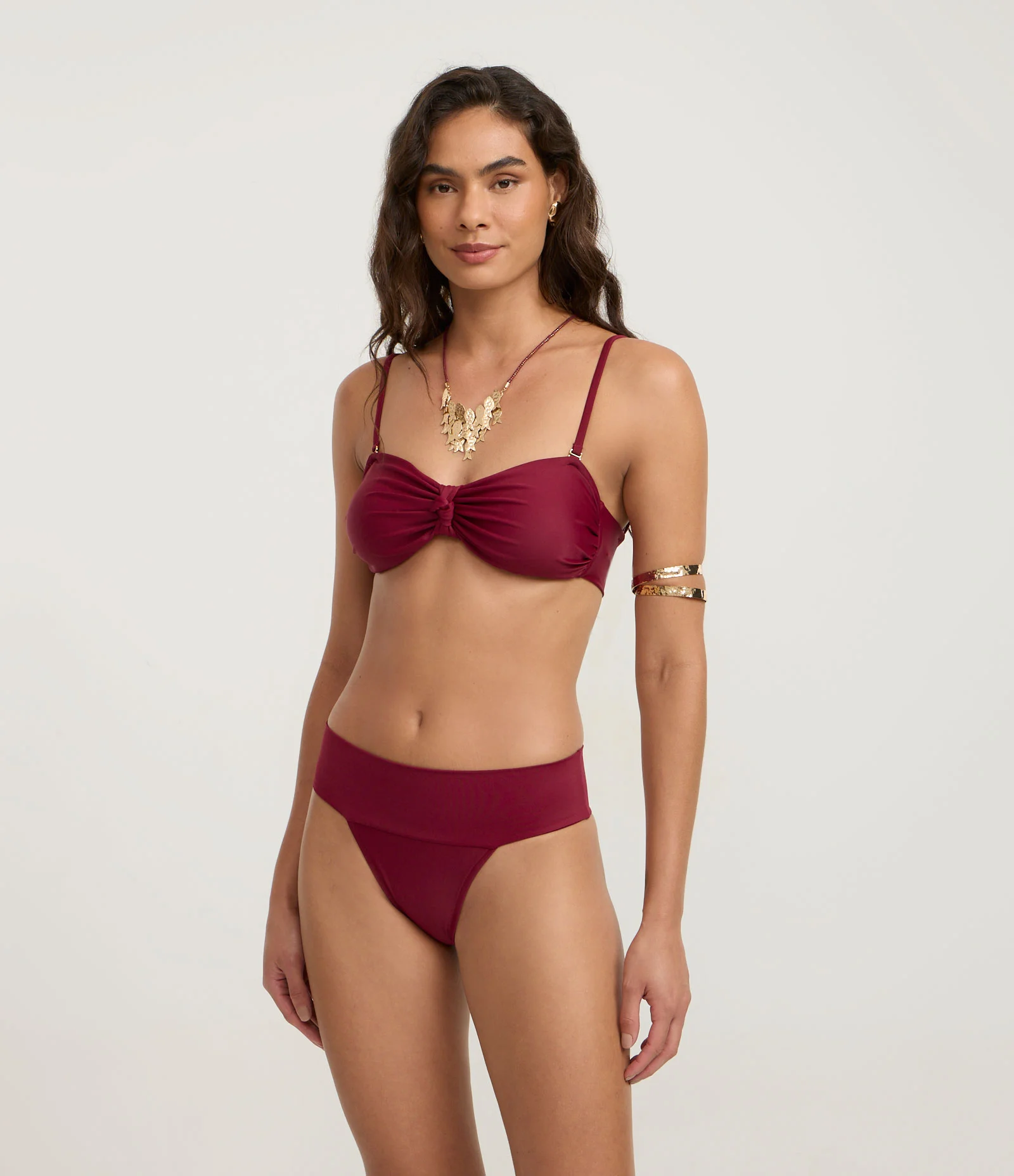 Biquini Top Bandeau com Alça Removível Vermelho 2