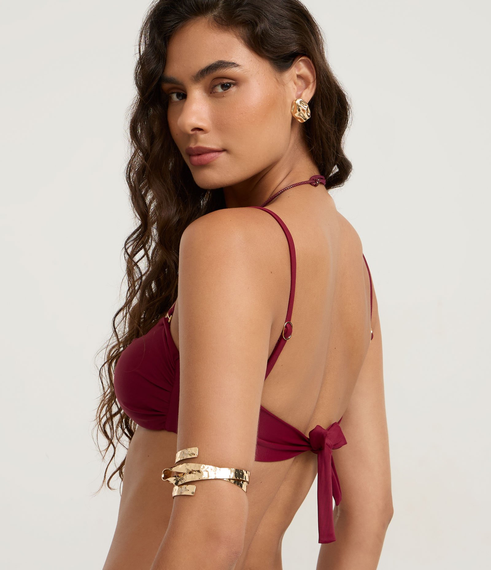 Biquini Top Bandeau com Alça Removível Vermelho 4