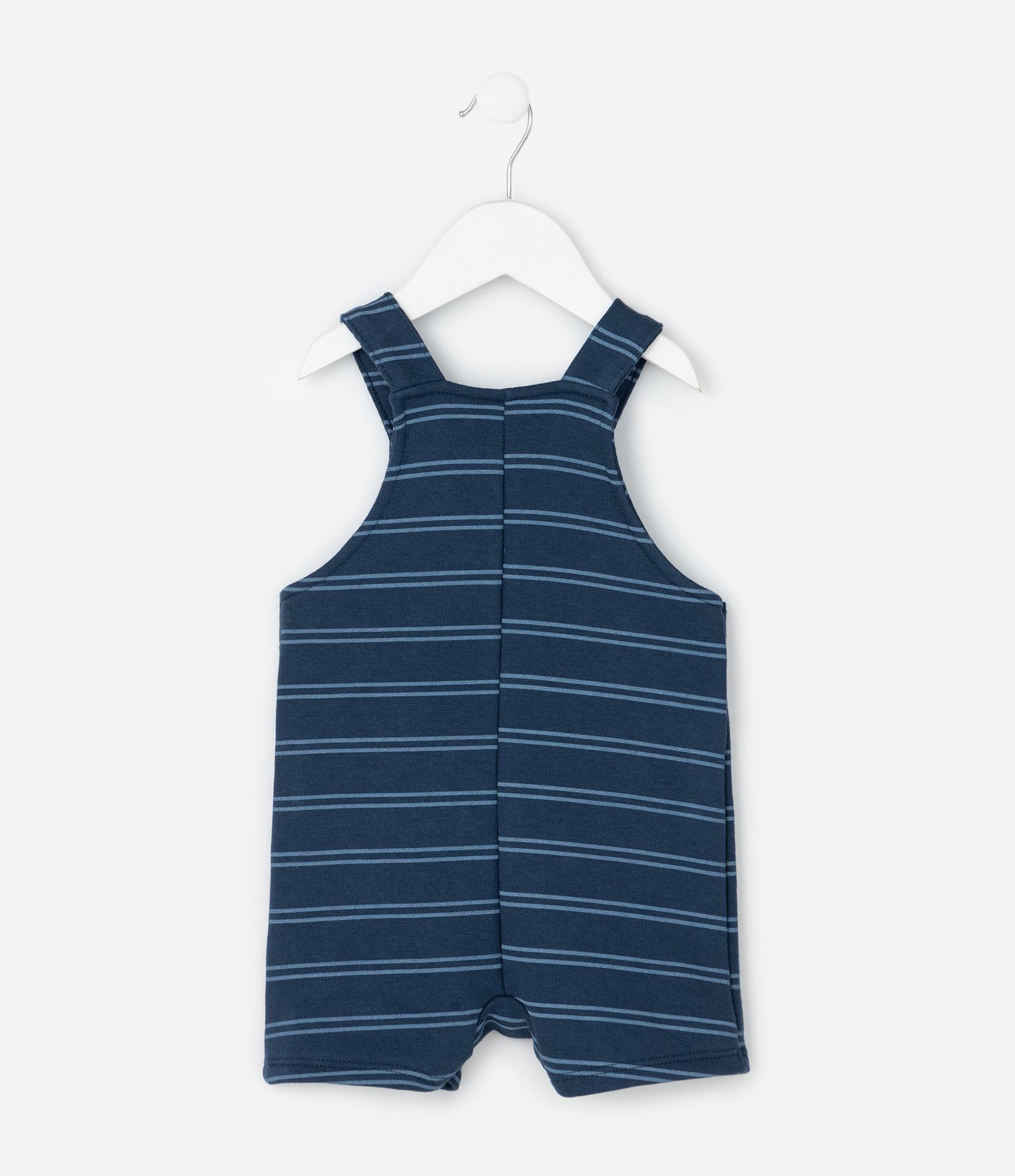 Jardineira Infantil Listrada com Lettering – Tam 0 a 18 Meses Azul Marinho 3