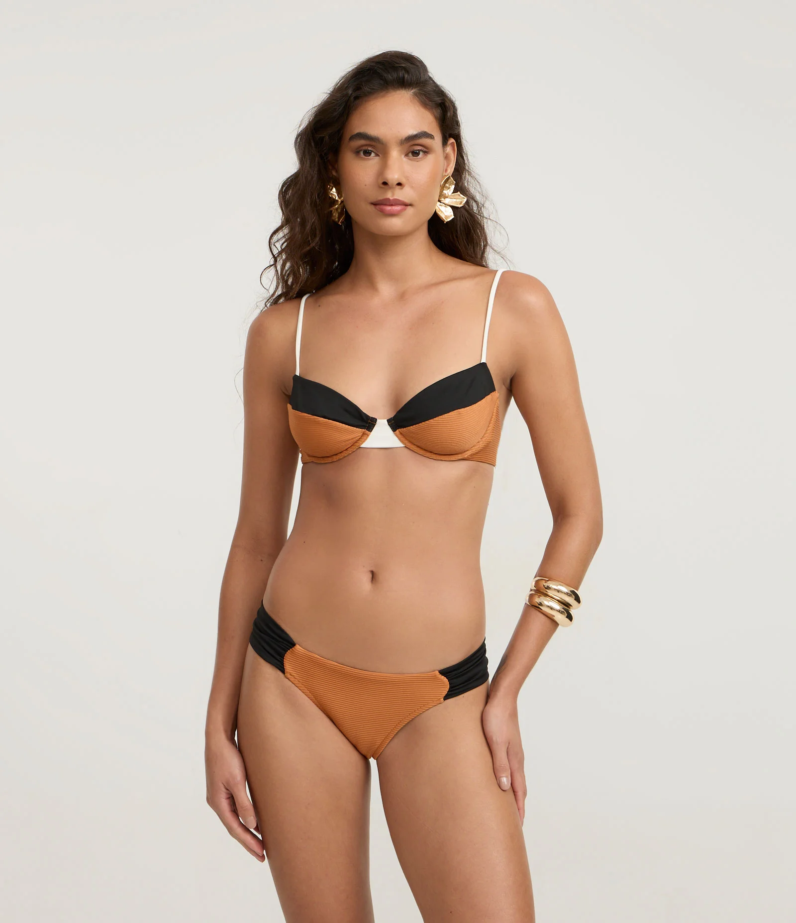 Biquíni Calcinha em Microfibra com Lateral Drapeada Terracota 1