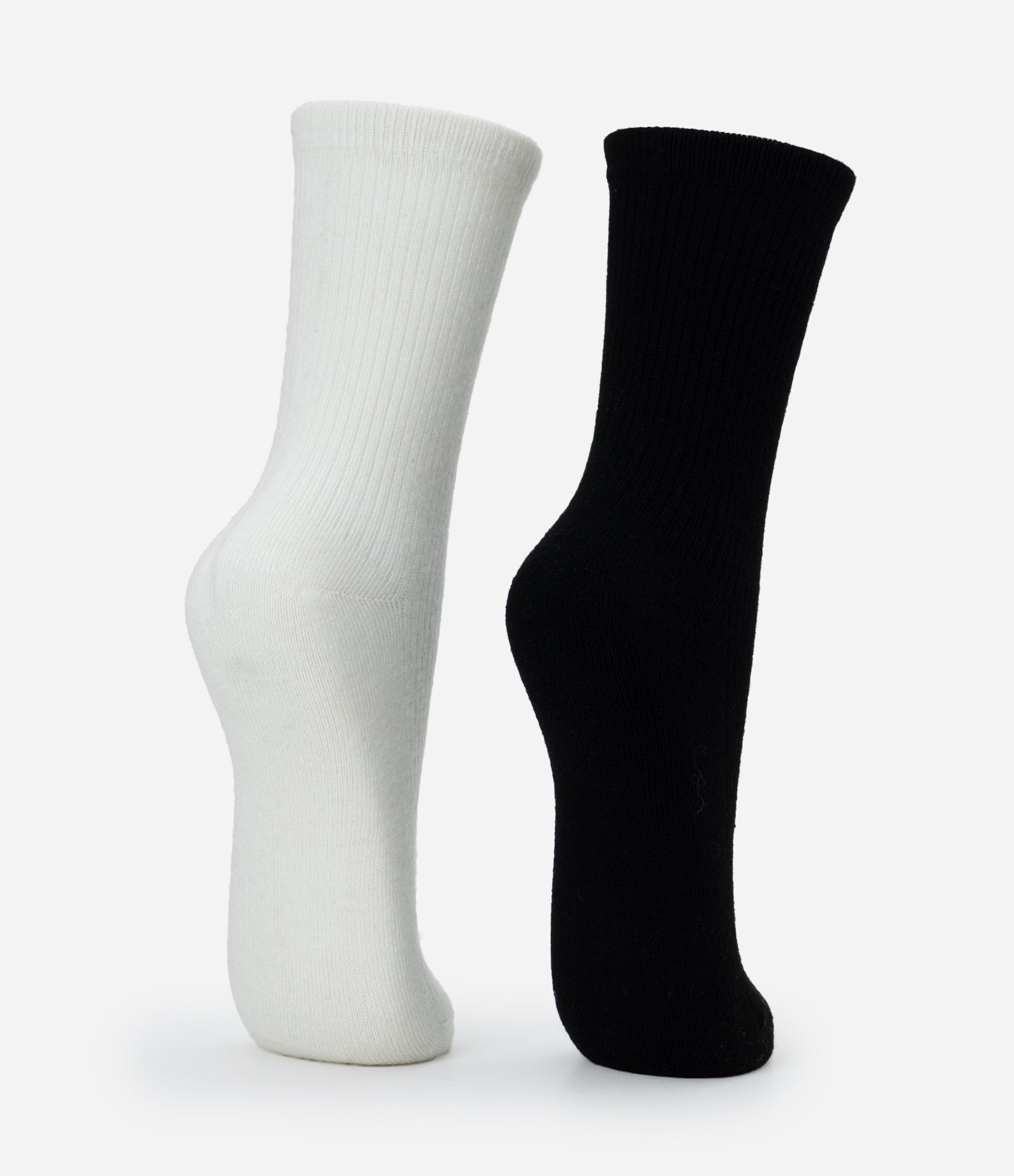 Kit 02 Meias Cano Médio com Cachemir Caneladas Braco/Preto 3