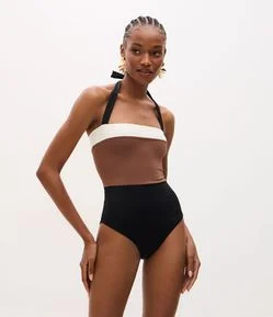 Maio com Amarração no Decote e Estampa Bloco de Cor