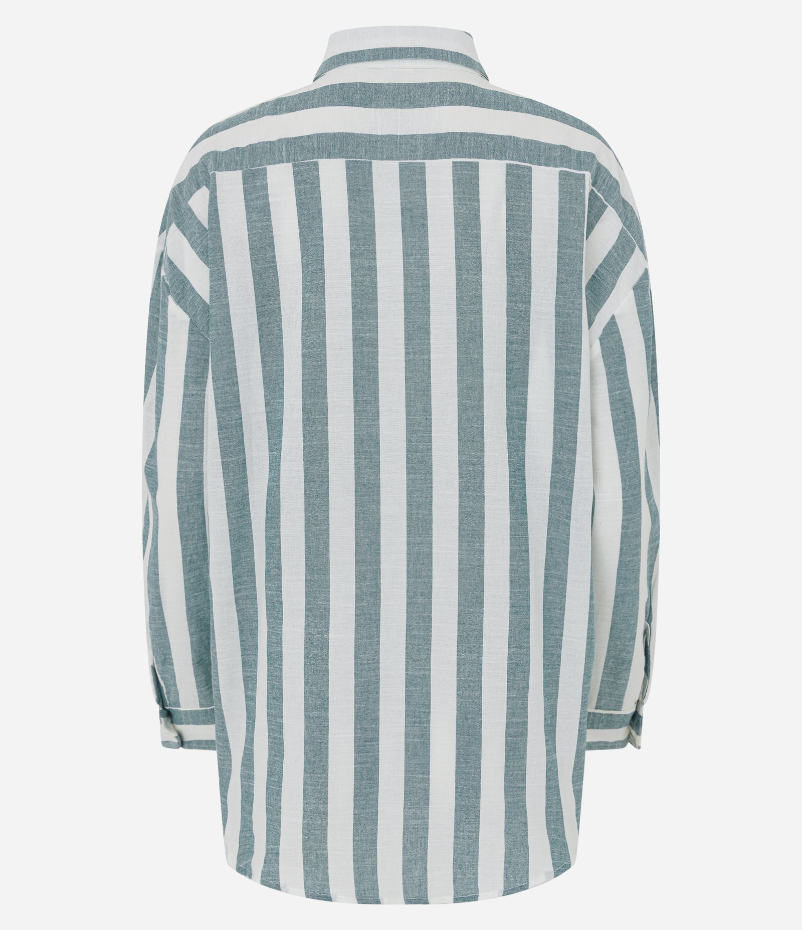 Camisa em Algodão com Estampa Listrada e Gola Polo Branco/Verde 3
