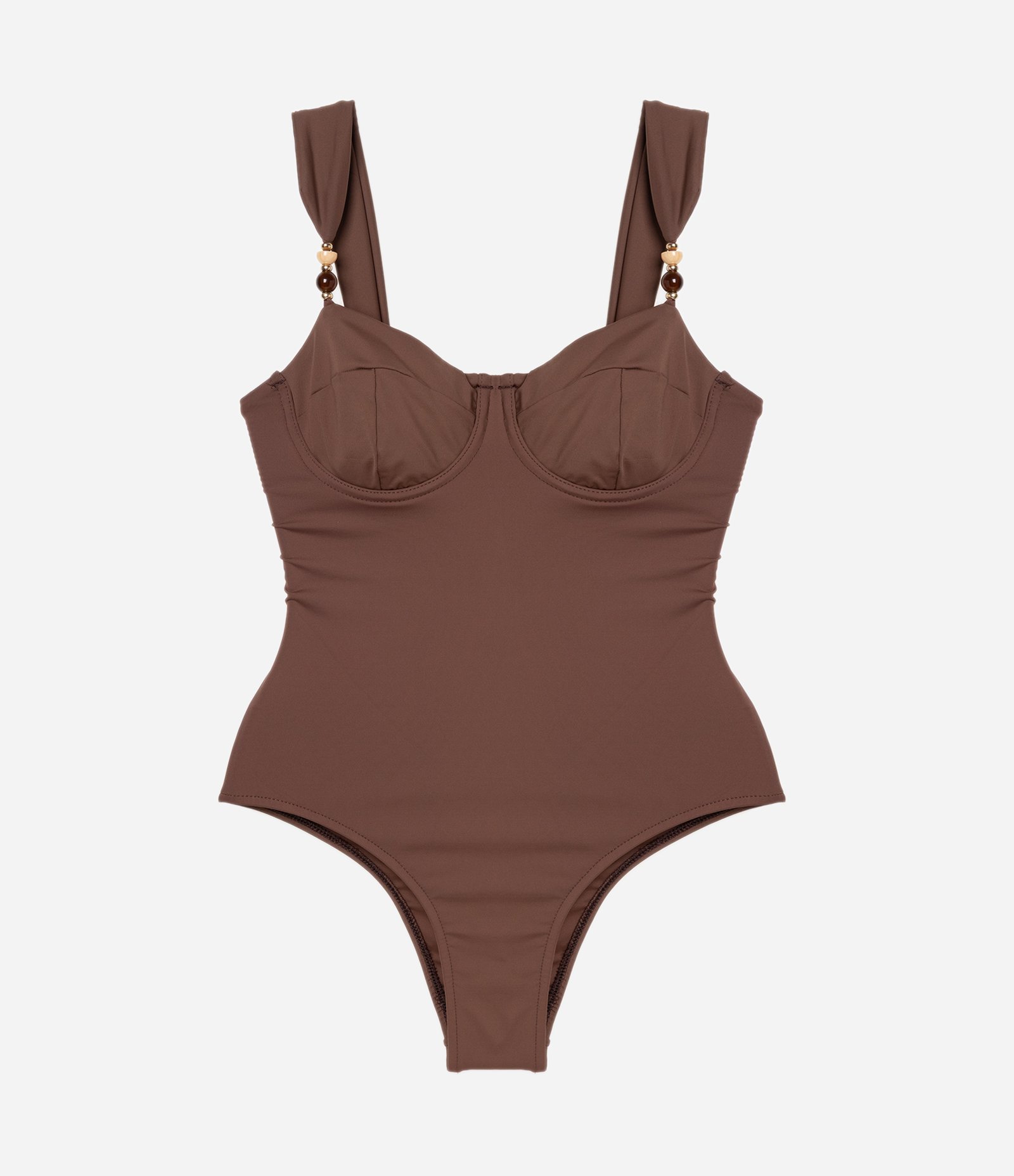 Maiô Meia Taça em Microfibra com Aviamentos Marrom 4