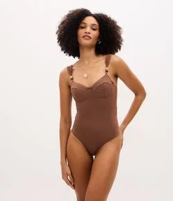 Maiô Meia Taça em Microfibra com Aviamentos