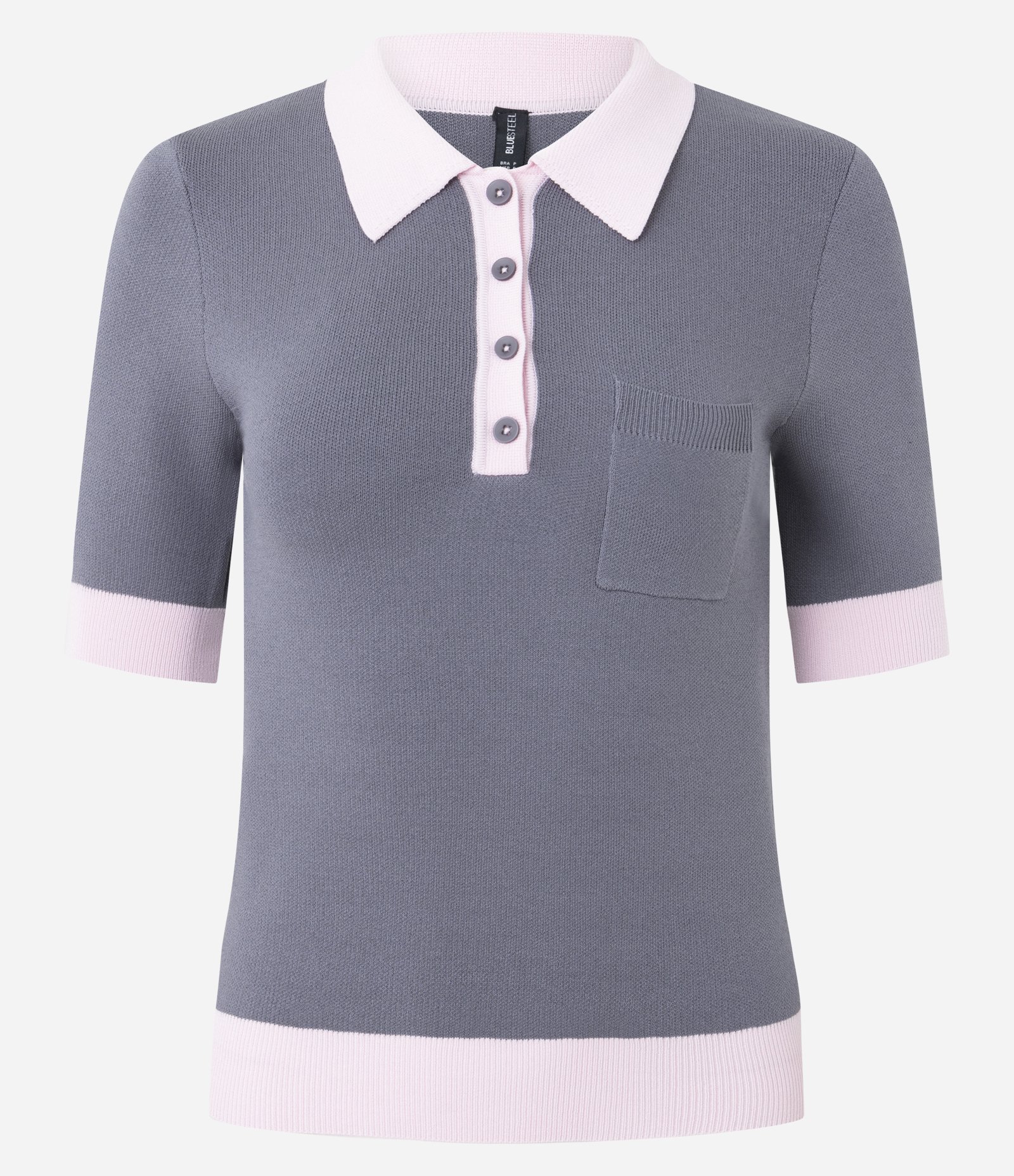 Blusa em Tricô com Gola Polo Cinza 4