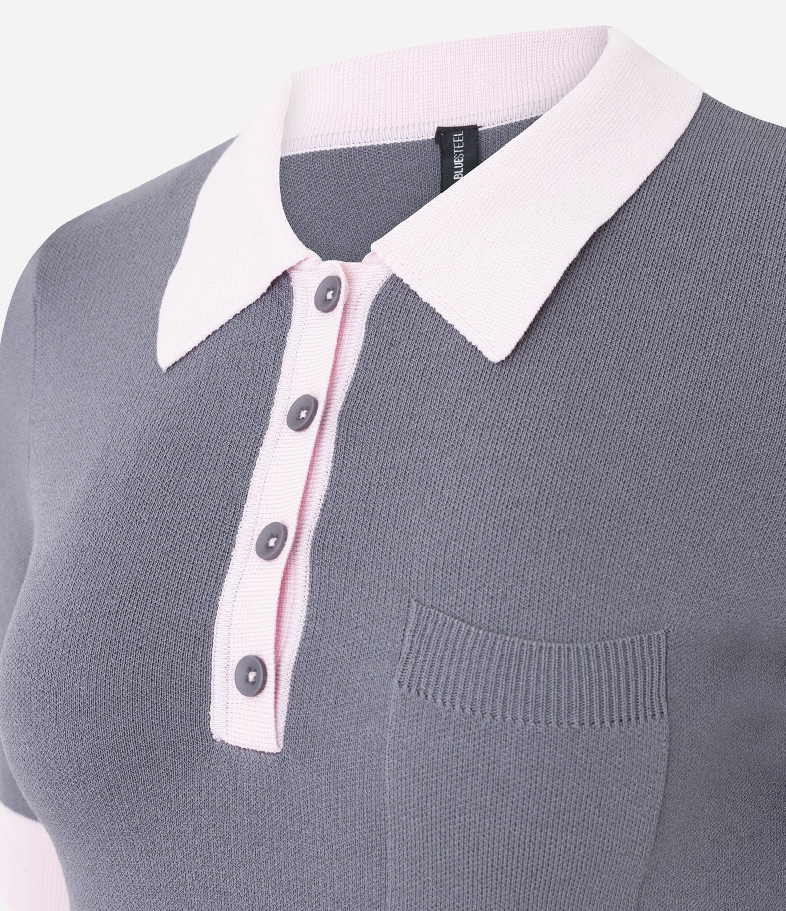 Blusa em Tricô com Gola Polo Cinza 5