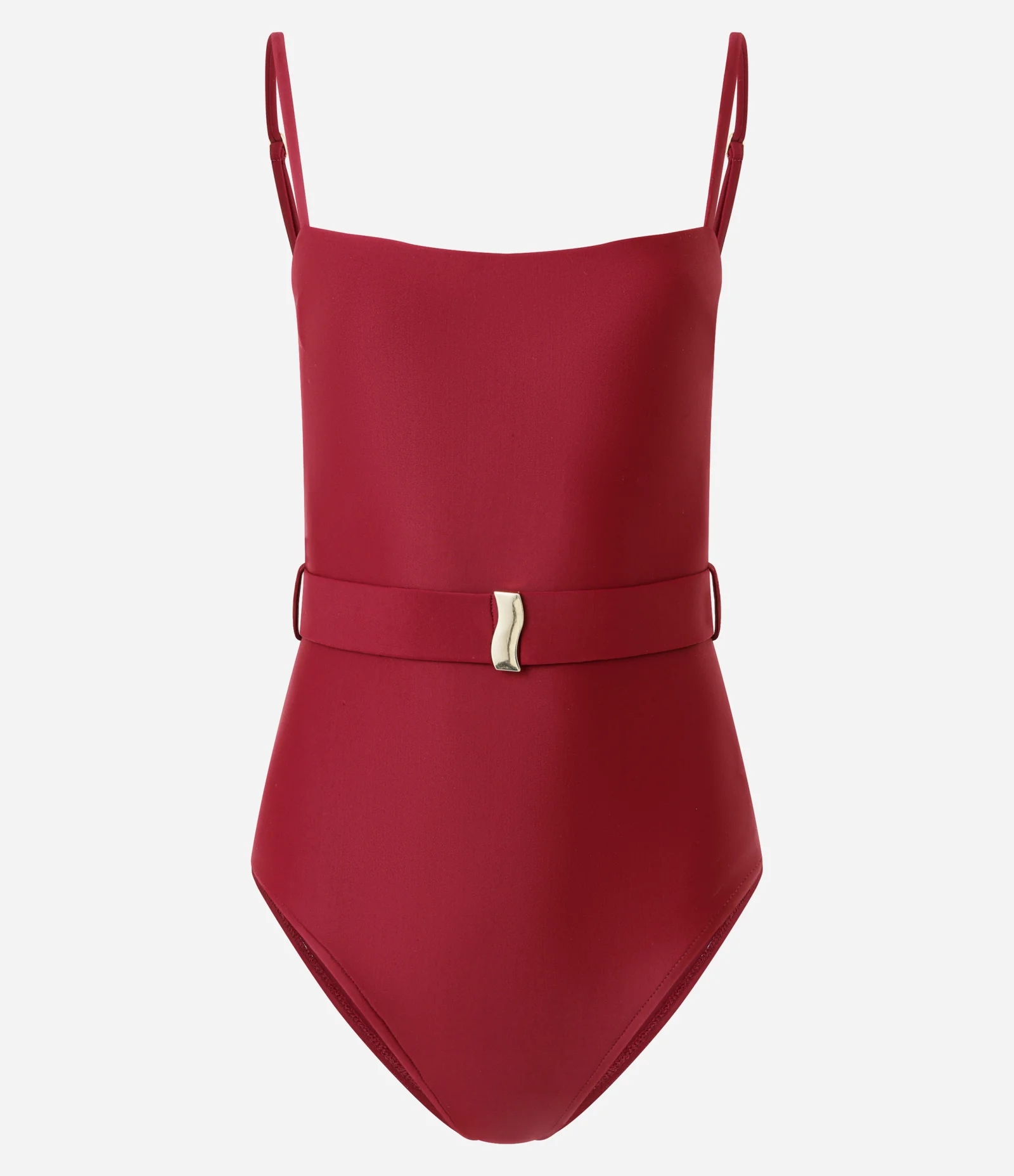 Maiô em Microfibra com Cinto e Aviamento de Onda Vinho 4