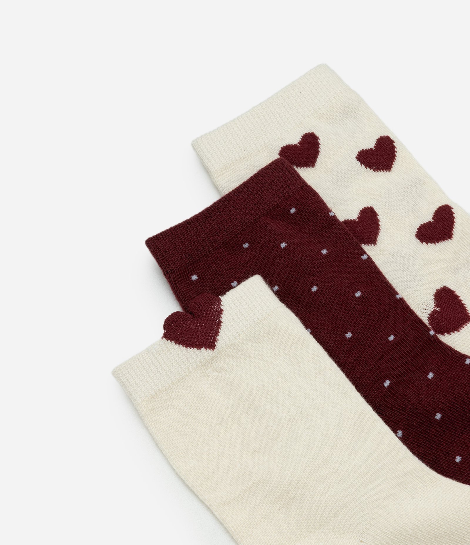 Kit 3 Meias Cano Médio com Corações e Poá Multicores 4