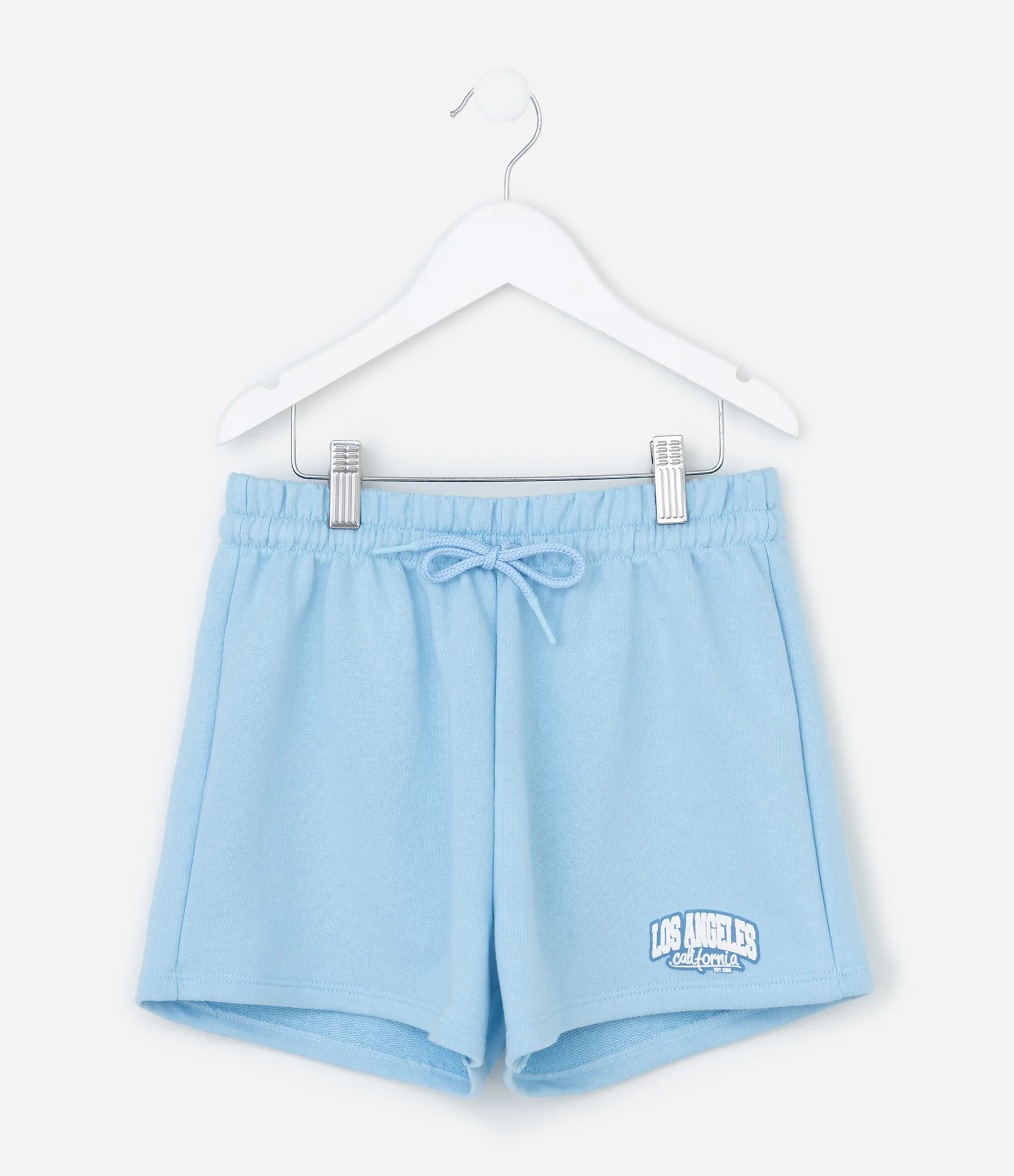 Short Infantil com Lettering Los Angeles - Tam 5 a 14 Anos Azul Claro 1